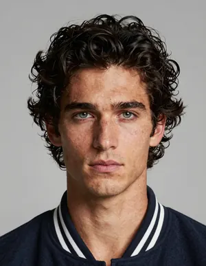 Candidate face 4: a fourth variation with a striped letterman collar